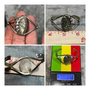 Vintage Alpaca Silver and Abalone Shell Cuff Bracelet MEXICO !!!